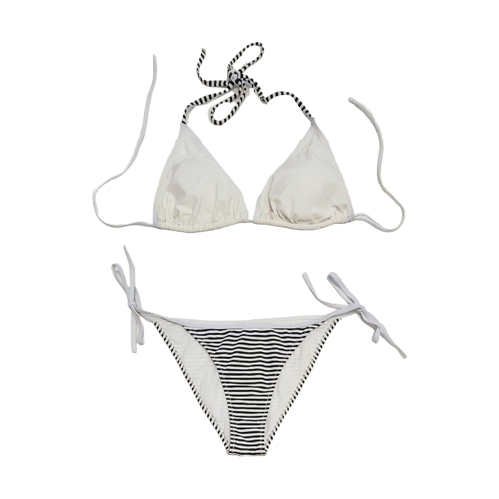 Robe Di Kappa Black White Stripes Swimwear String Bikini Set XL